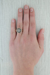 Vintage Rose Cut Diamond Cluster Ring 14k Gold Silver Size 9