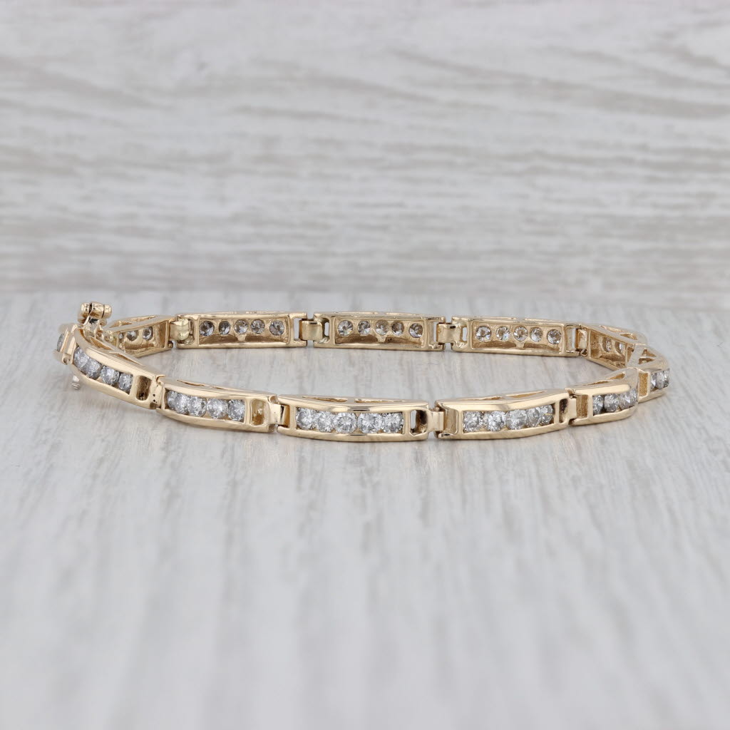 Gray 2.80ctw Diamond Tennis Bracelet 14k Yellow Gold 7" 4mm