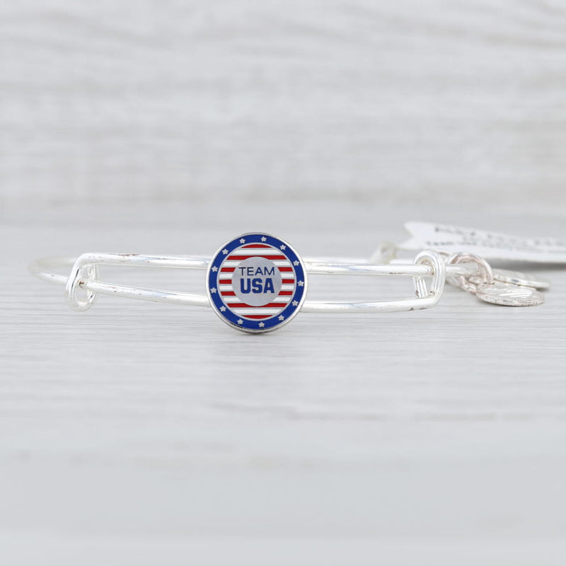 New Alex and Ani Team USA Olympic Slider Bangle Charm Bracelet Shiny Silver