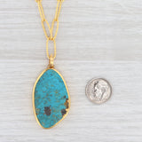 Light Gray New Nina Nguyen Turquoise Pendant 17.5" Necklace Sterling Gold Vermeil