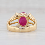 3.66ctw Ruby Diamond Ring 18k Yellow Gold Size 5.25 Cabochon Solitaire