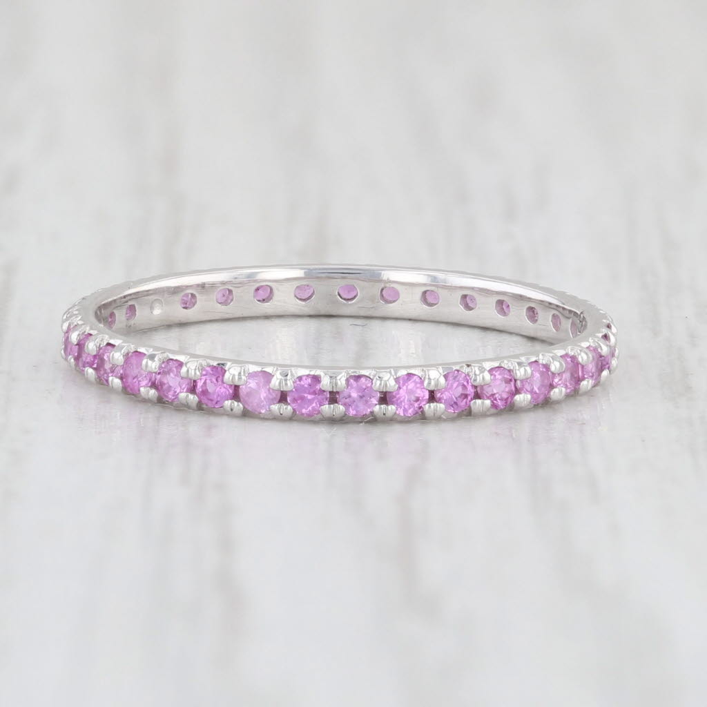 Light Gray New 0.58ctw Pink Sapphire Eternity Ring 14k White Gold Size 6.25 Stackable Band