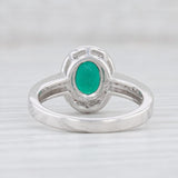 Light Gray New Lab Created Emerald Diamond Halo Ring 10k White Gold Sz 6.75 May Birthstone