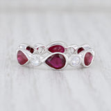 New Beverley K Ruby White Sapphire Stackable Ring 14k Gold Eternity Band 4.75