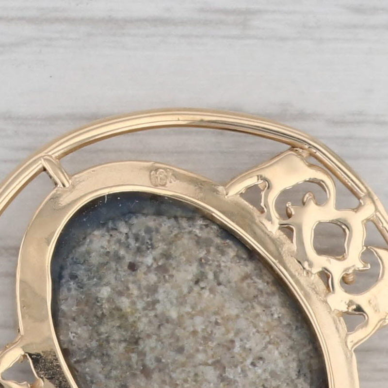 Multi-Color Opal Doublet Solitaire Pendant 18k Yellow Gold Ornate Statement