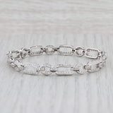1.25ctw Diamond Circle Bar Link Bracelet 18k White Gold 7" 6.6mm