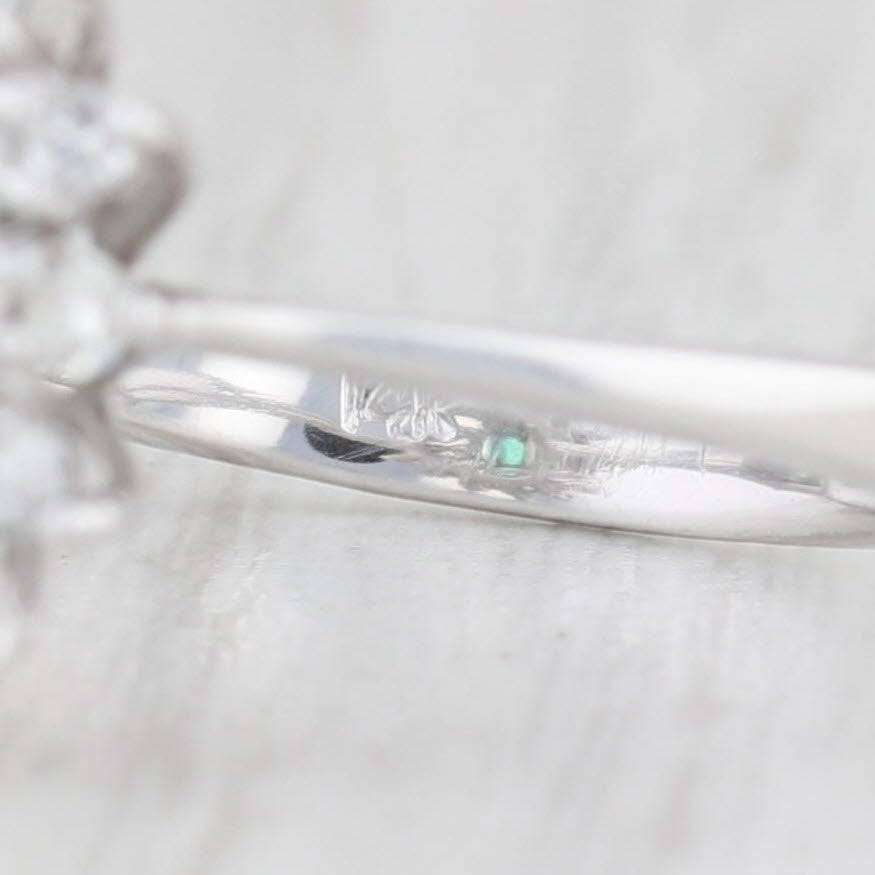 Light Gray 0.82ctw Emerald Diamond Halo Ring 14k White Gold Size 5 Engagement