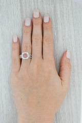Gray New 1.38ctw Pink White Diamond Halo Ring 14k White Gold Size 7 Engagement GIA