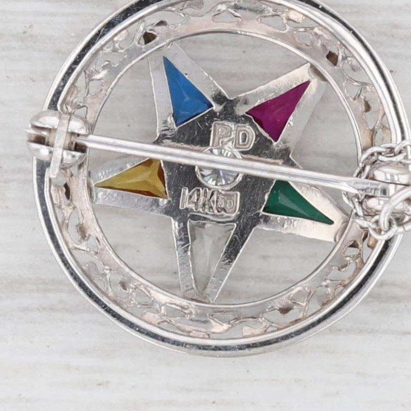 Gray Order Eastern Star Pin 14k Gold Palladium Masonic OES Past Queen Badge