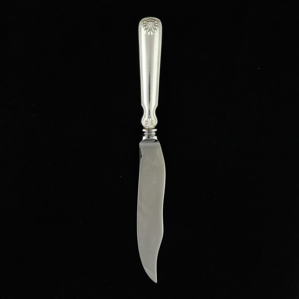 Black Tiffany & Co Shell & Thread 4 Fish Knives Sterling Silver 1905 7 7/8" Knife