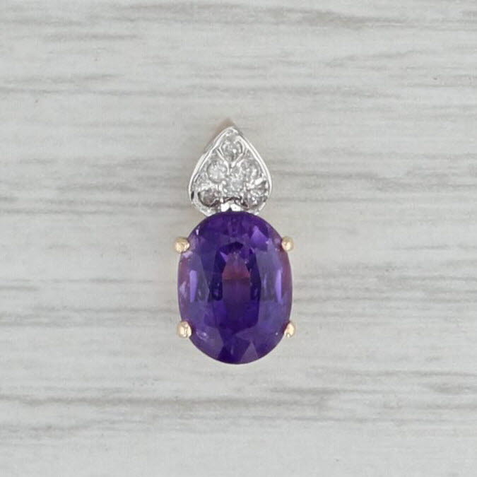 Gray 1.20 Amethyst Pendant Diamond 14k Yellow Gold February Birthstone