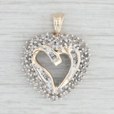 Light Gray 0.36ctw Diamond Cluster Open Heart Pendant 10k Yellow White Gold