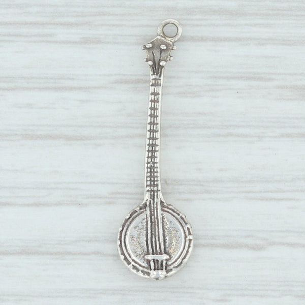 Light Gray Banjo Charm Sterling Silver Blue Grass Music Our State North Carolina
