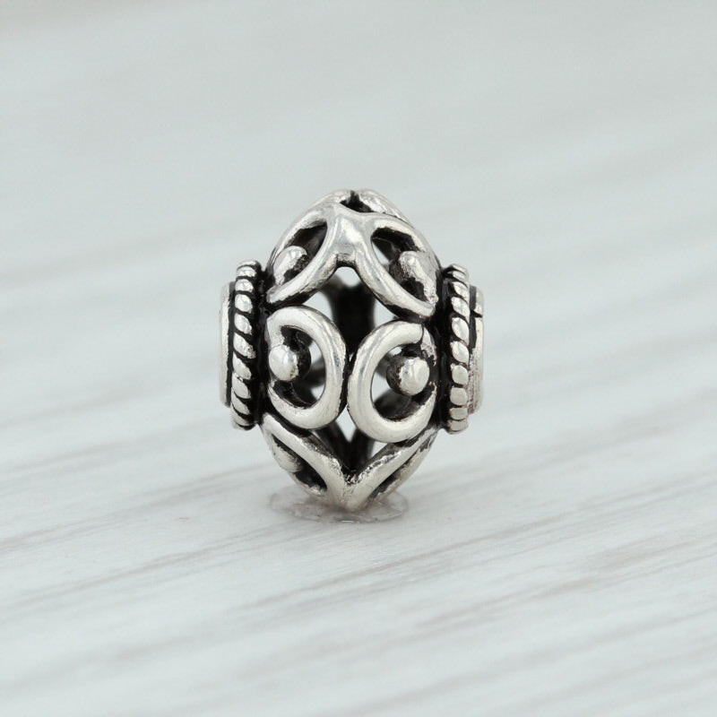 Light Gray Floral Bead Charm Sterling Silver Jewelry Making Crafting 925