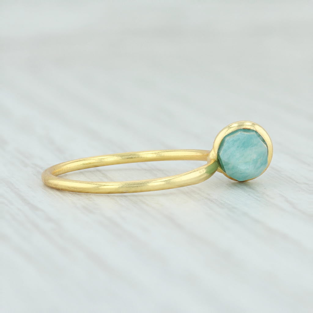 Light Gray New Amazonite Ring Sterling Silver 18k Gold Vermeil Adjustable Size Handmade