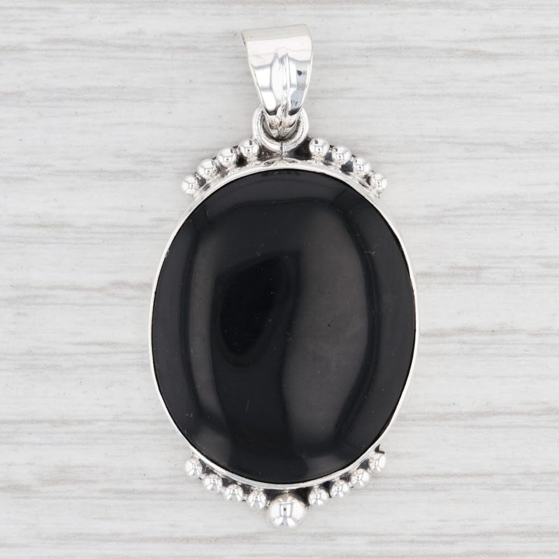 New Onyx Pendant 925 Sterling Silver Oval Solitaire B12621