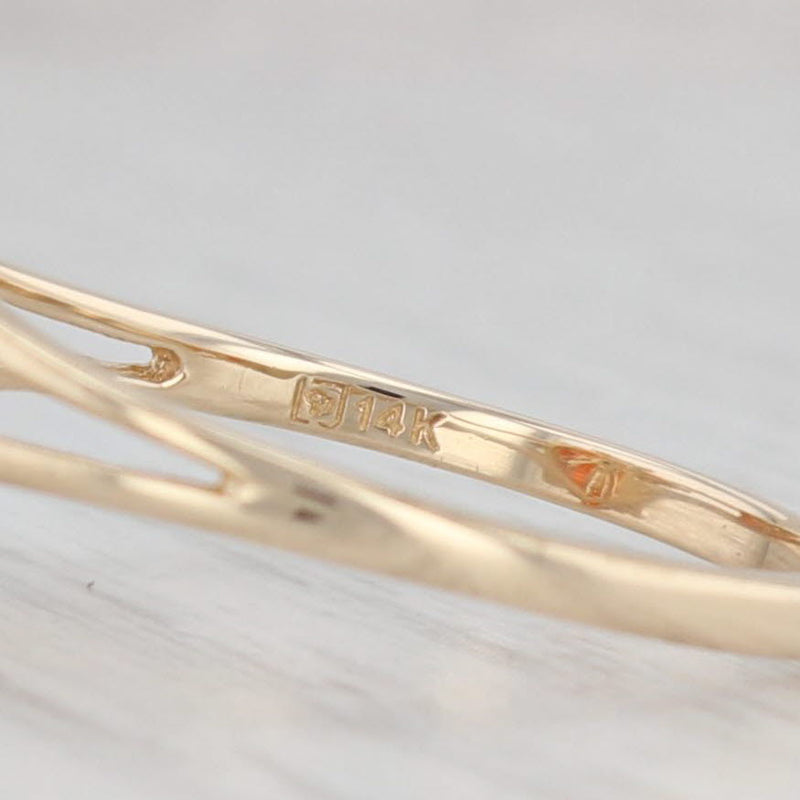 0.55ctw Fire Opal Diamond Flower Ring 14k Yellow Gold Size 9.25