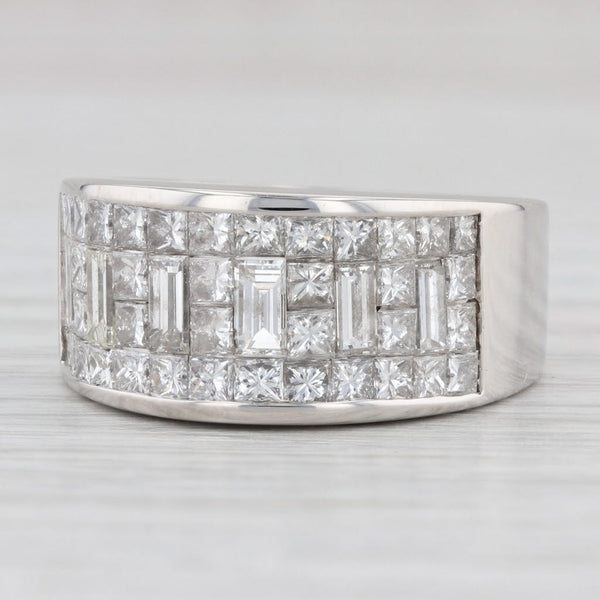 Light Gray 2.90ctw Diamond High Dome Ring 18k White Gold Size 7 Cocktail Band