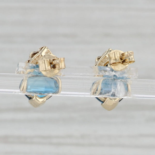 Gray 6ctw London Blue Topaz Solitaire Stud Earrings 14k Yellow Gold