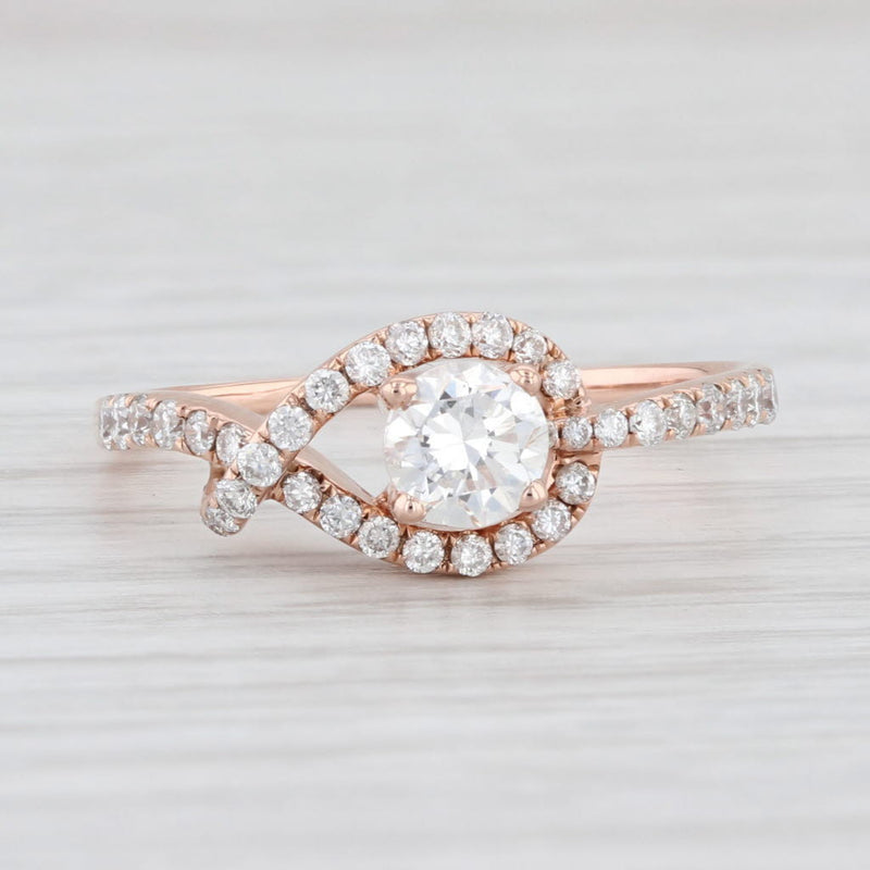 Light Gray 0.87ctw Round Diamond Engagement Ring 14k Rose Gold Size 9.25