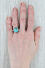 New Nina Nguyen Turquoise Solitaire Sterling Silver Size 7 Marbled Blue Green