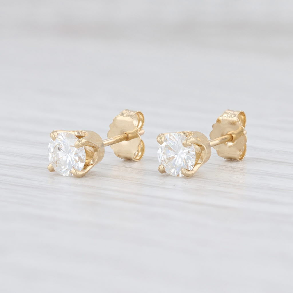 Light Gray New 0.70ctw Diamond Stud Earrings 14k Yellow Gold Round Solitaire Studs