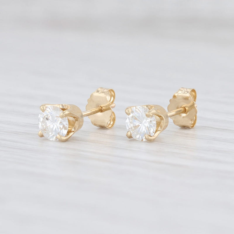 New 0.70ctw Diamond Stud Earrings 14k Yellow Gold Round Solitaire Studs