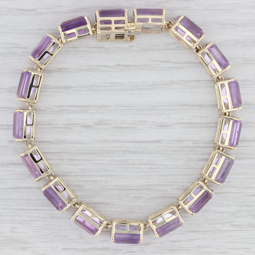 Swarovski Elements Gold Amethyst Purple Emerald-cut shops Tennis Bracelet NEW