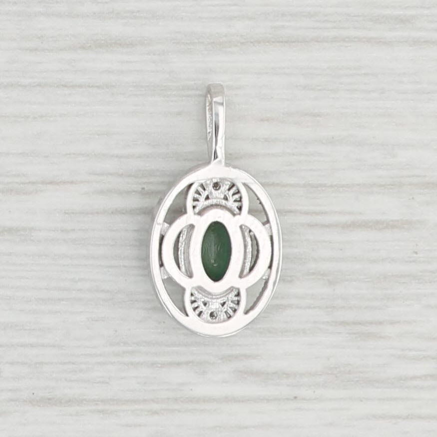 Light Gray New 0.51ct Green Alexandrite Oval Solitaire Pendant 14k White Gold Filigree