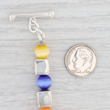 Light Gray New Bead Statement Bracelet Multi Color Glass Sterling Silver 7” Toggle Clasp