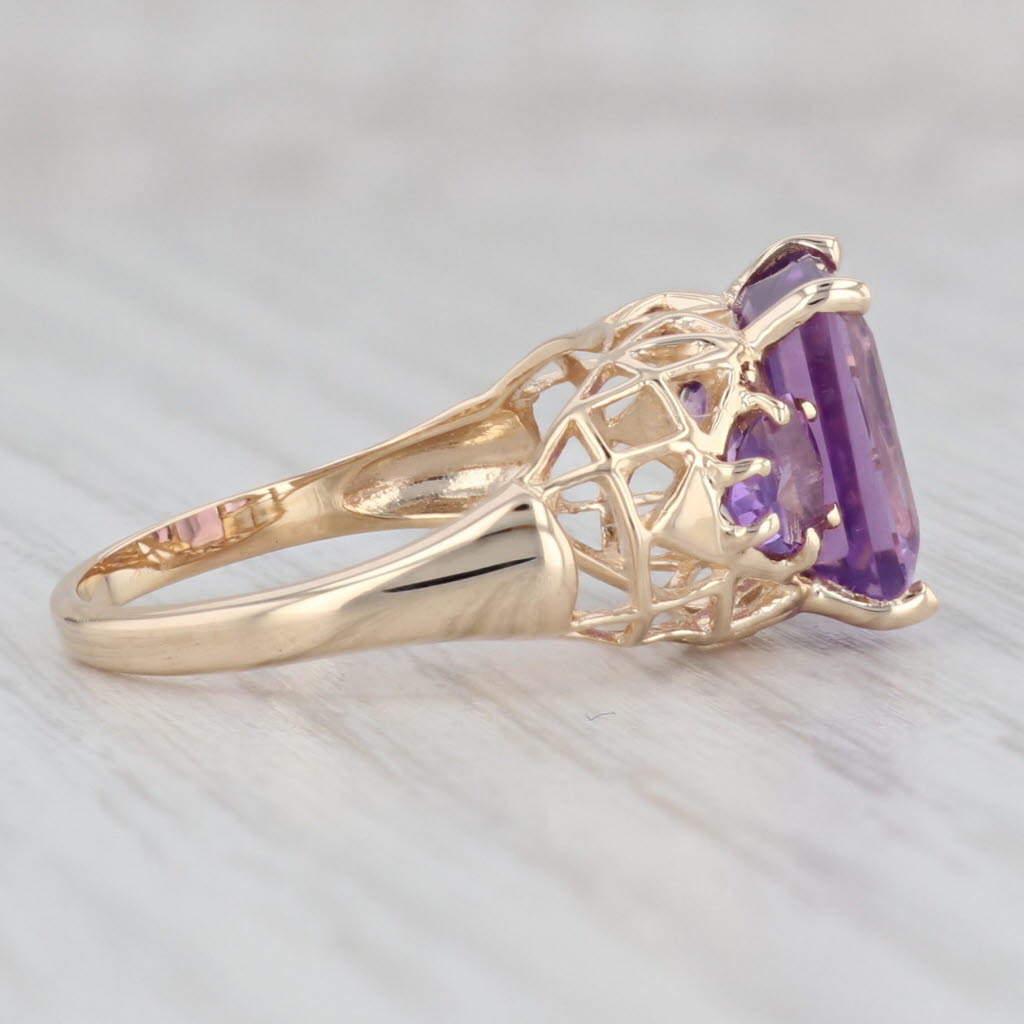 Gray 3.68ctw Emerald Cut Amethyst Ring 14k Yellow Gold Size 7.25