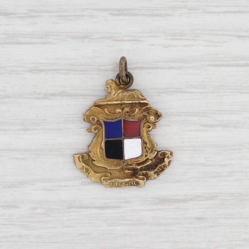 Nu Epsilon Nu Coat of Arms Crest Charm Vintage Fraternity Keepsake