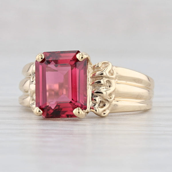 Light Gray 3.25ct Rubellite Tourmaline Solitaire Ring 14k Yellow Gold Size 6.75