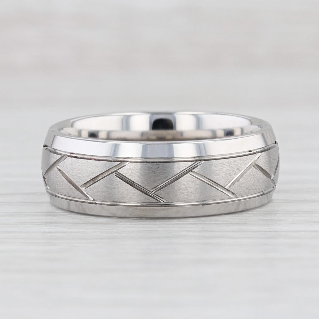 Light Gray New Crisscross Pattern Cobalt Chrome Ring Size 10.5 Wedding Band