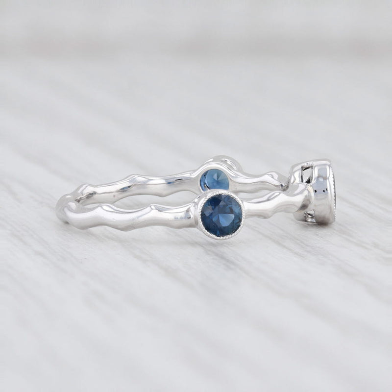 New Beverley K 0.70ctw Blue Sapphire Ring 14k White Gold Size 6.5 Stackable Band