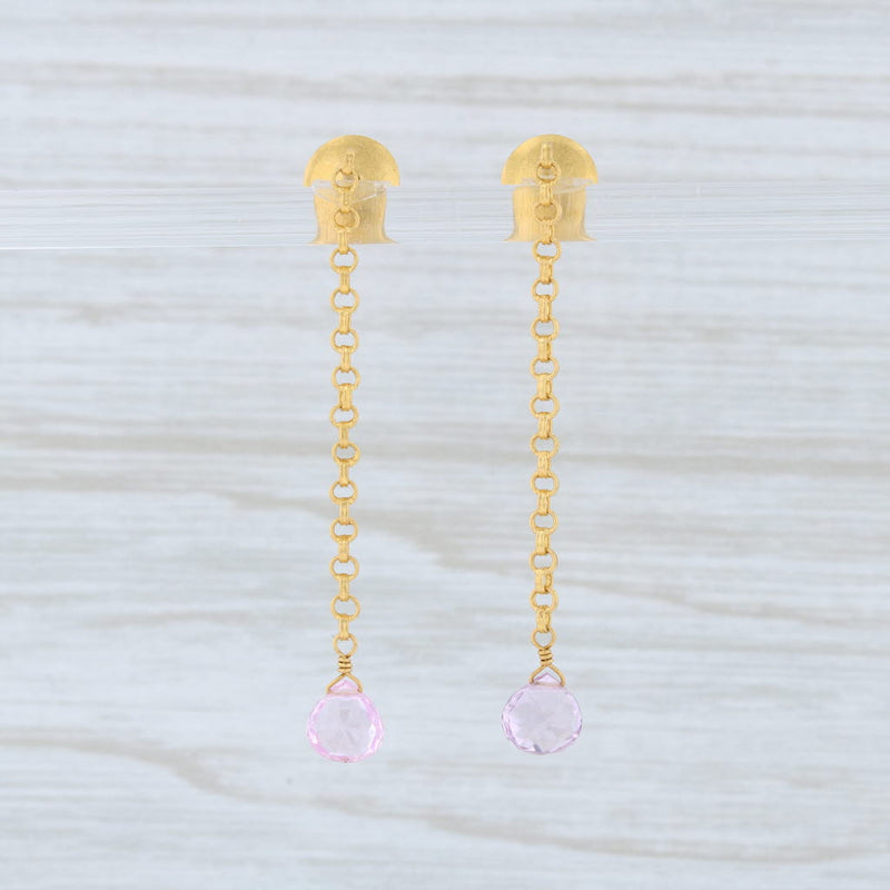 Marie Helene de Taillac Pink Spinel Briolette Earrings 18k 22k Gold Dangle
