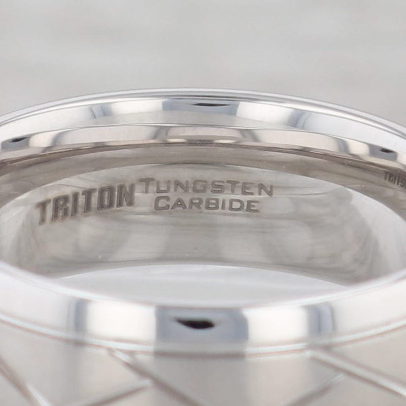 Gray New Brushed Crisscross Tungsten Carbide Ring Men's Wedding Band Size 10