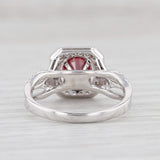 New 1.38ctw Pink White Diamond Halo Ring 14k White Gold Size 7 Engagement GIA