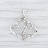 Light Gray 2 Hearts Diamond Pendant Sterling Silver 925