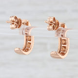 Light Gray New Spiked 0.12ctw Diamond Halo Earrings 14k Rose Gold J-Hook Drop Pierced