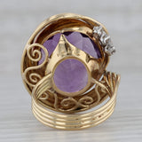 Gray 20.01ctw Oval Amethyst Diamond Cocktail Ring 18k Yellow Gold Size 7.25