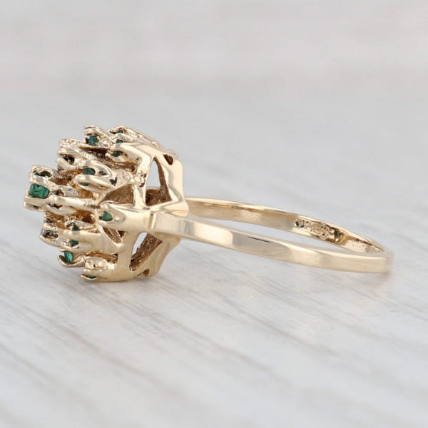 Light Gray 0.34ctw Emerald Diamond Cluster Ring 10k Yellow Gold Size 5.25 Cocktail
