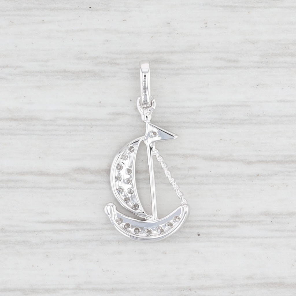 Light Gray New Diamond Sailboat Pendant 14k White Gold Nautical Charm