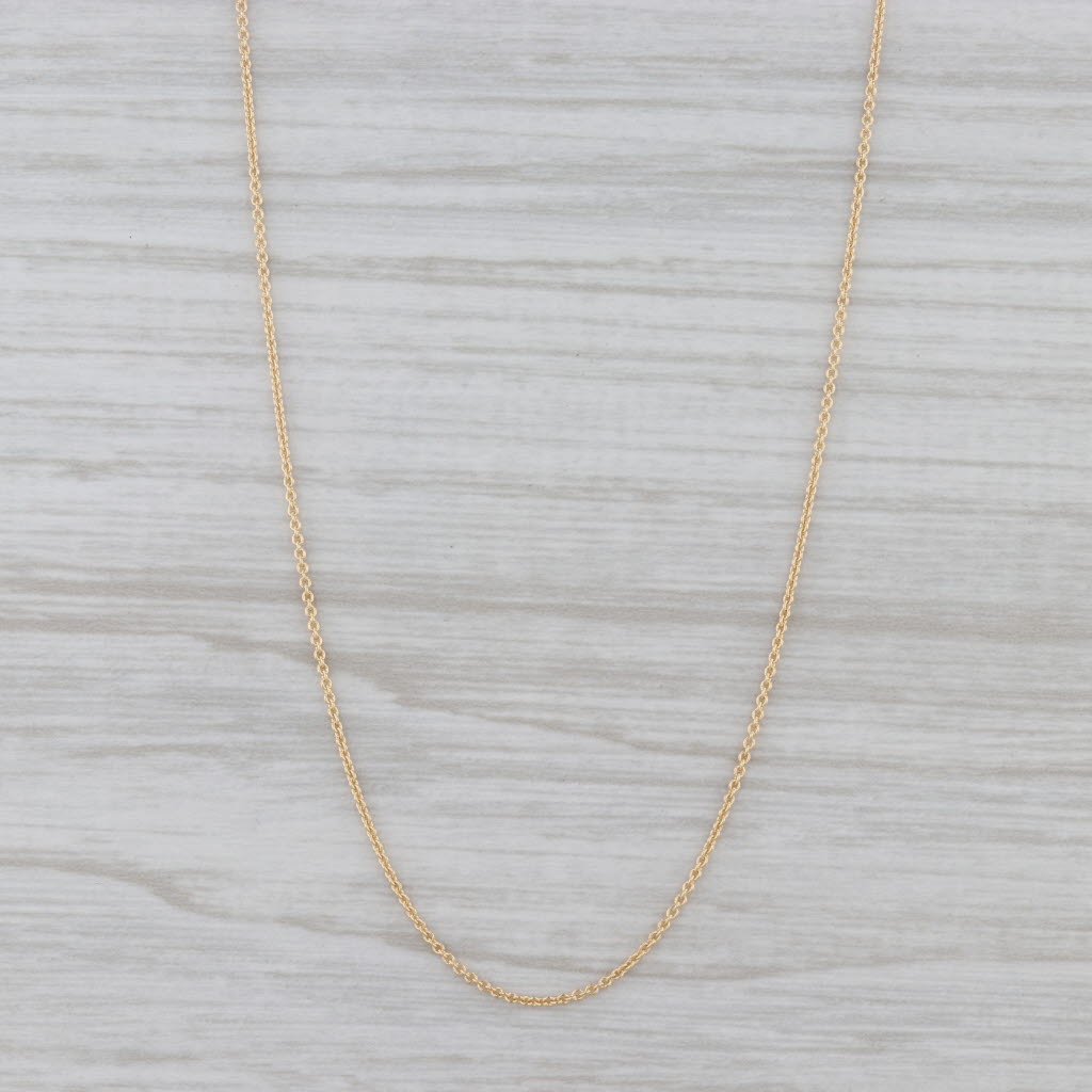 Gray New Round Curb Chain Necklace 18k Yellow Gold 18" 0.8mm Lobster Clasp