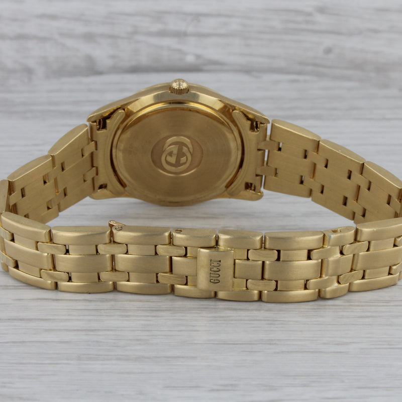 Gucci Solid 18k Yellow Gold 29mm Midsize Quartz Watch Diamond Dial & Bezel w Box