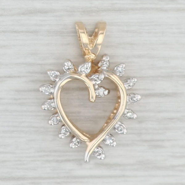 Light Gray Diamond Open Heart Pendant 14k Yellow Gold Gift Keepsake