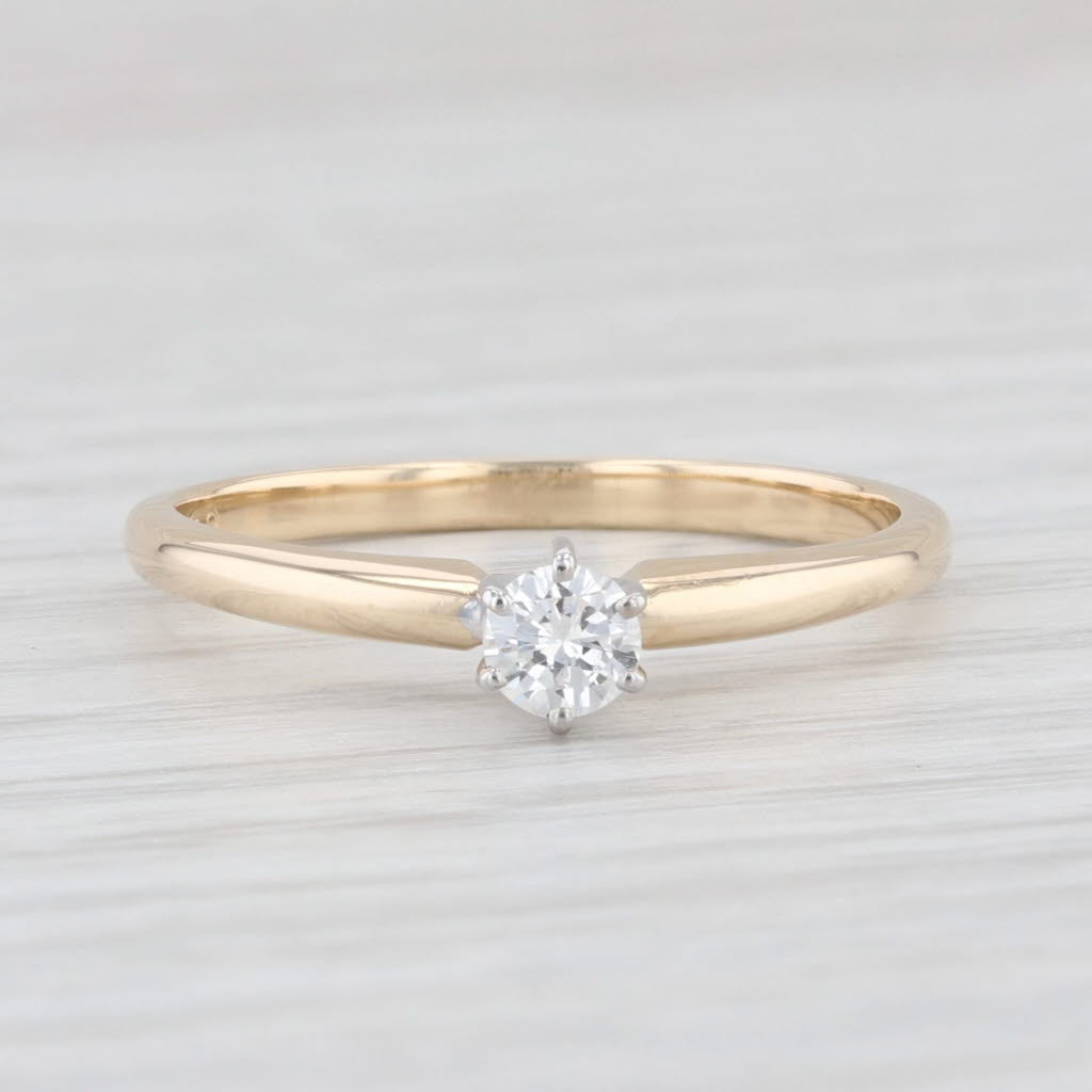 Light Gray 0.20ct Round Diamond Solitaire Engagement Ring 14k Yellow Gold Size 6.75