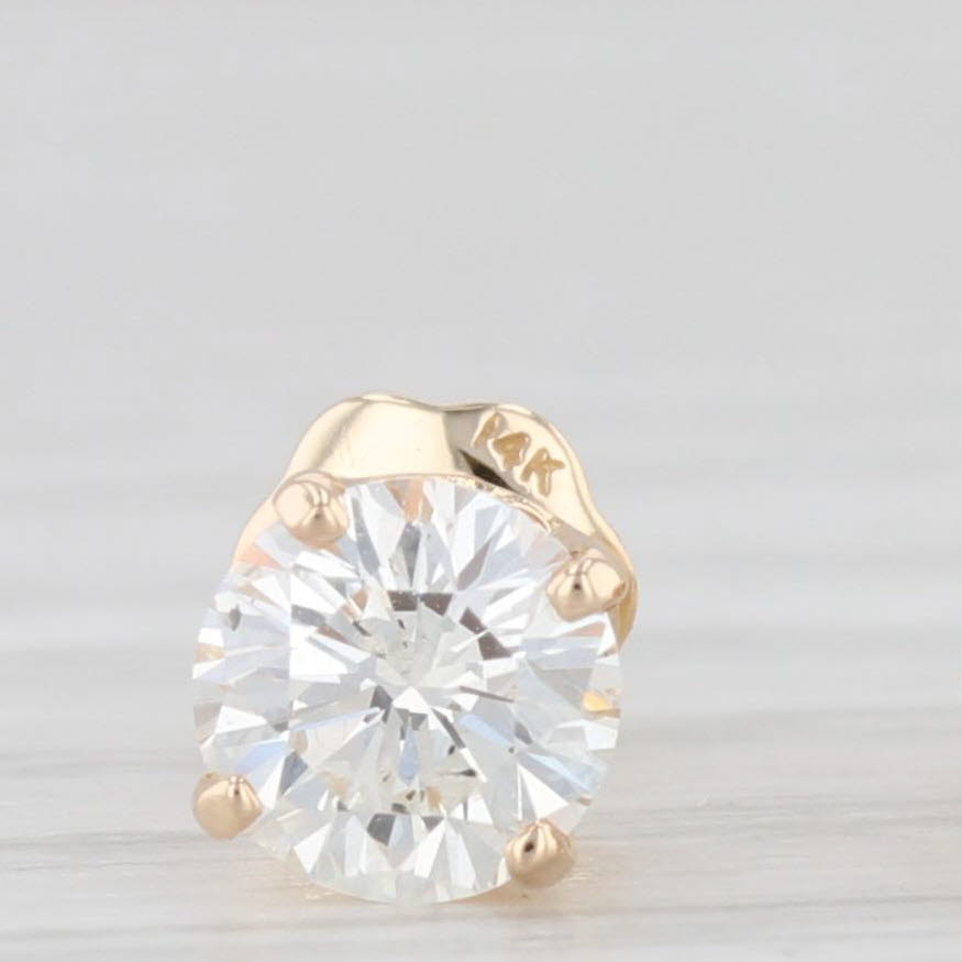 Light Gray 1.02ctw Round Diamond Solitaire Stud Earrings 14k Yellow Gold April Birthstone