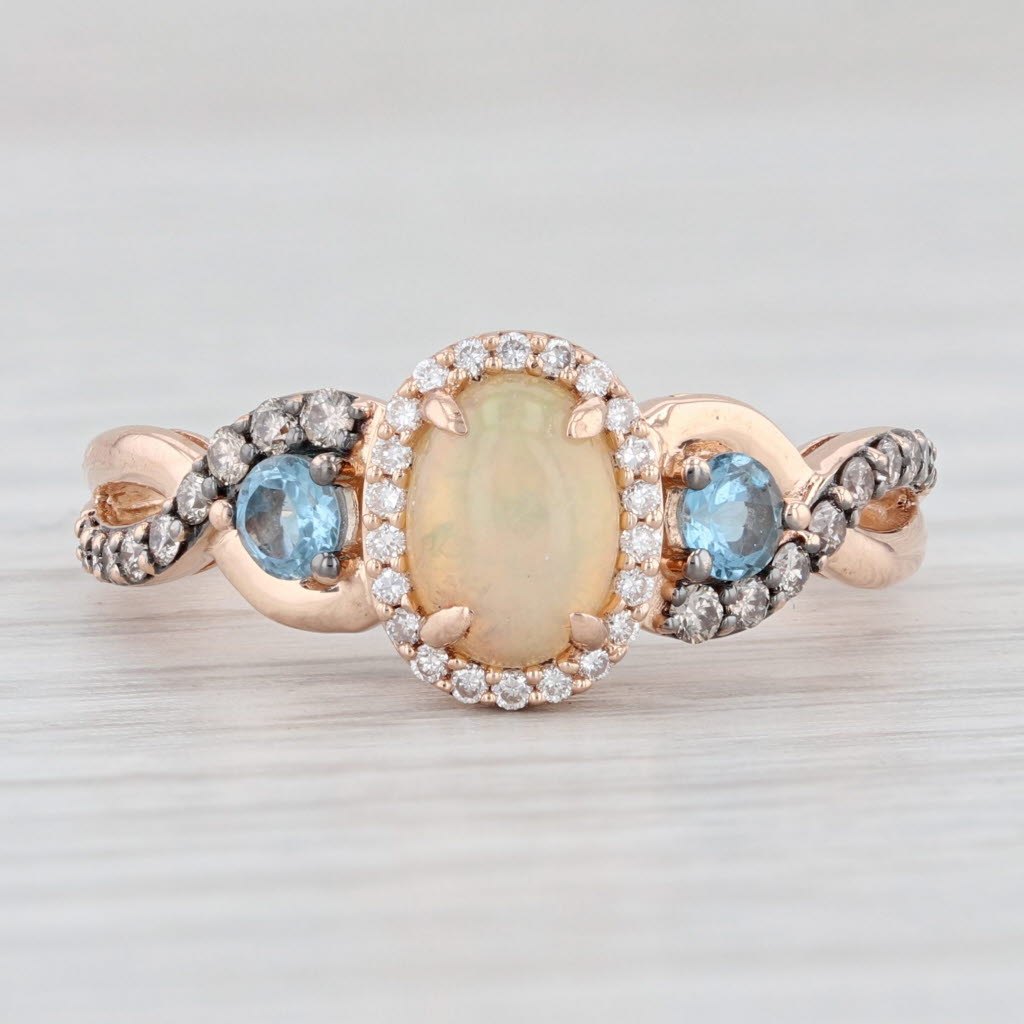 Light Gray Le Vian Opal Topaz Diamond Halo Ring 14k Rose Gold Size 6.75