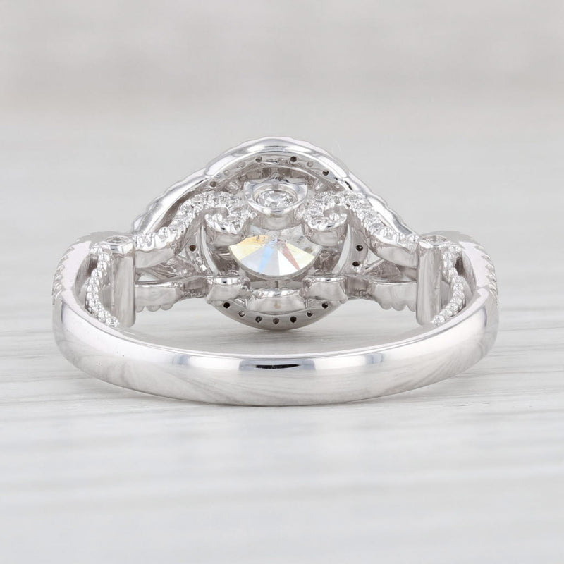 Light Gray New 1.6ctw Diamond Halo Engagement Ring 14k White Gold Size 6.5 Round Center